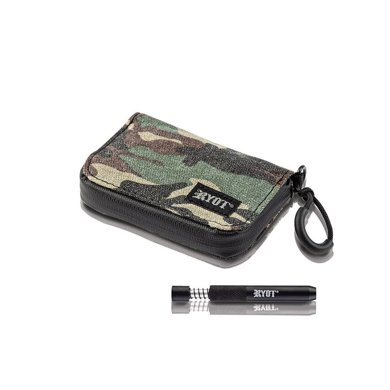 Ryot SmellSafe Krypto-Kit In Classic Camo with 12mm Ryot Glass Bat And Rolling Papers-Loaded